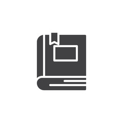 Book with bookmark vector icon. filled flat sign for mobile concept and web design. Literature simple solid icon. Symbol, logo illustration. Pixel perfect vector graphics