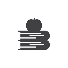 Apple and books vector icon. filled flat sign for mobile concept and web design. Knowledge simple solid icon. Symbol, logo illustration. Pixel perfect vector graphics