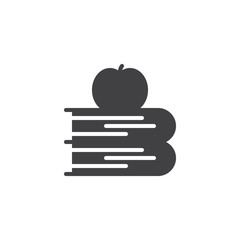 Apple and books vector icon. filled flat sign for mobile concept and web design. Knowledge simple solid icon. Symbol, logo illustration. Pixel perfect vector graphics