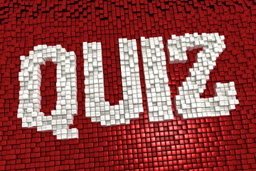 the word quiz made from cubes in mosaic pattern and pixel style