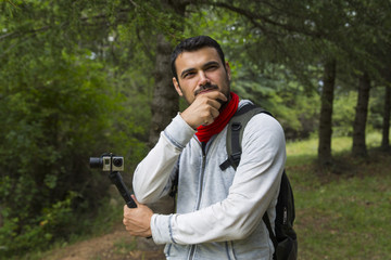 Youtuber, vlogger in the jungle