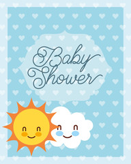 cute cloud and sun cartoon baby shower card