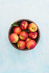 nectarine on light blue background