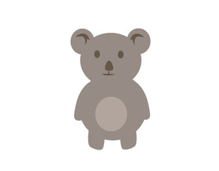 Plakat Cute little koala bear standing. Flat vector illustration. Isolated on white background.