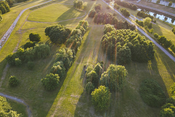 Aerial view of Nemunas Island park in Kaunas, Lithuania