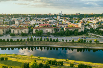 Aerial view of Kaunas city center, Lithuania