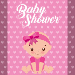 cute little girl hearts background baby shower card