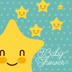 cute kawaii stars dots background baby shower card