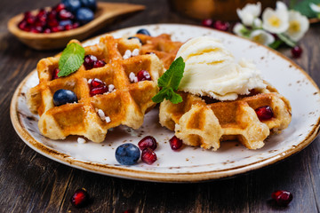 Homemade thick belgium waffles