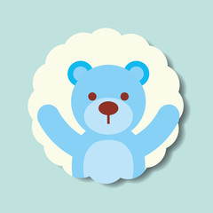 cute blue toy bear dotted background