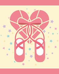 pink ballet pointe shoes diamond shape heart
