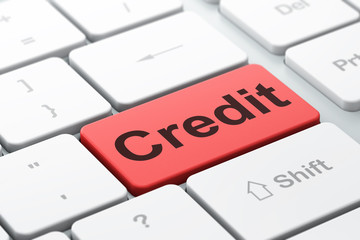 Fototapeta premium Banking concept: computer keyboard with word Credit, selected focus on enter button background, 3D rendering
