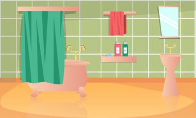 Flat illustration of Bathroom interior design.