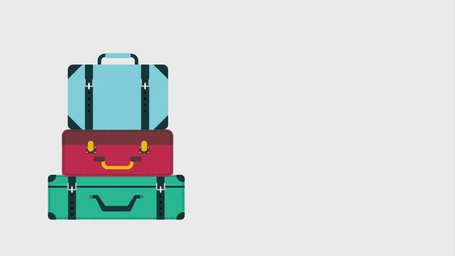 classic stacked luggage travel accessories animation hd