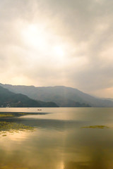 Fototapeta premium Marvelous Lake view from the bank of Pokhara Lake, Kathmandu City Nepal.