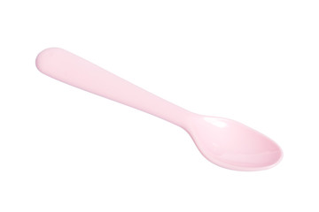 plastic spoon on white background