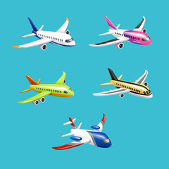 Fototapeta premium vector set of aircraft model aviation flight