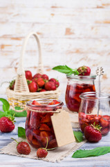 Slices of red strawberries