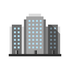 Multi-story building flat design long shadow color icon