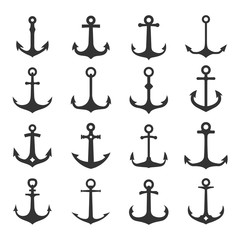 Sea anchors icon set