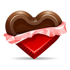 vector realistic chocolate heard, candy chocolate medallion golden