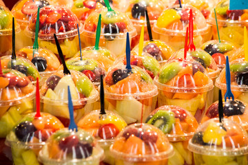 sliced fruit in a glass.