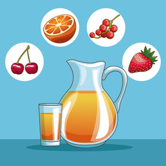 Natural fruits with delicious juice vector illustration graphic design