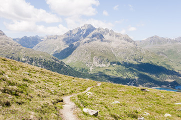 Silvaplana, Corvatsch, Wanderweg, Seenplatte, Piz Julier, Julierpass, Oberengadin, Graubünden, Sommer, Schweiz