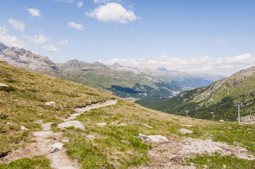 Silvaplana, Corvatsch, Höhenweg, Wasserweg, Wanderweg, Furtschellas, Piz Julier, Piz Corviglia, Sommer, Oberengadin, Graubünden, Schweiz