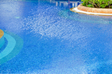 Swiming pool with blue water. Summer, swim