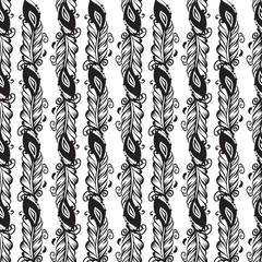 Fototapeta premium Seamless pattern with drawing of feathers