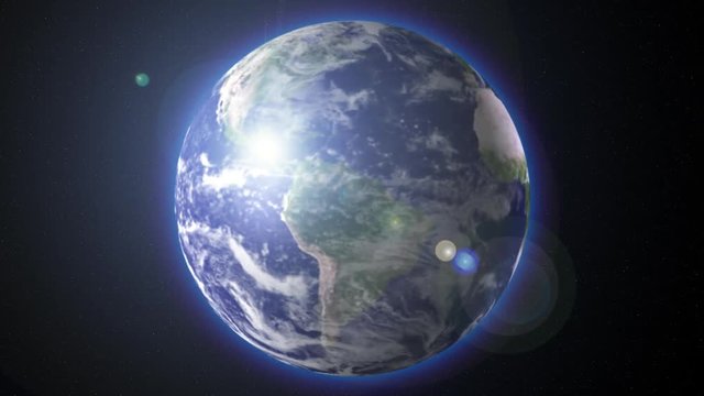 Animated Earth spins on its axis