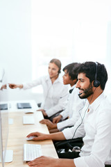 Fototapeta premium Operators Working On Hotline In Call-Center