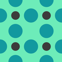 Blue and black circles seamless pattern on a light background. Vector, eps10
