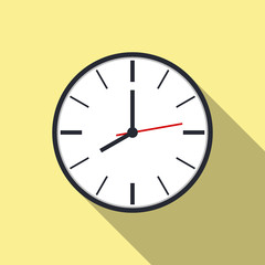 Clock icon design on a light yellow background. Vector illustration, eps10