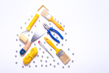 Set of constructor tools on white background, Christmas Tree