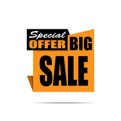 Big sale banner. Yellow discount poster. Special offer. Vector, eps10