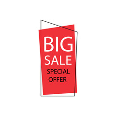 Big sale banner. Red discount poster. Special offer. Vector illustration, eps10