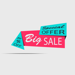 Big sale banner. Discount poster. Special offer. 50% off. Vector illustration, eps10