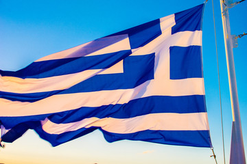 Close up of a waving Greek flag