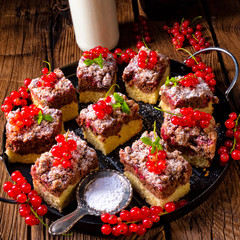 Gorgeous juicy chocolate cake with red currant