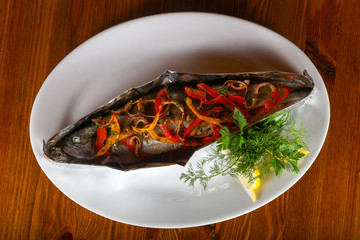 Baked trout with vegetables