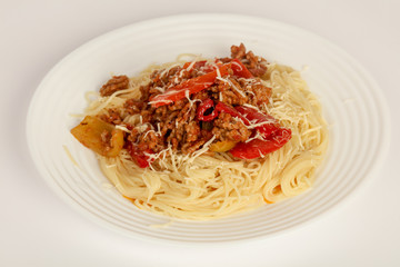 Pasta Bolognese with cheese