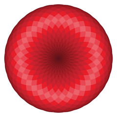 Colorful geometrical figure on red tones. Sacred Geometry Torus Yantra or Hypnotic Eye vector illustration