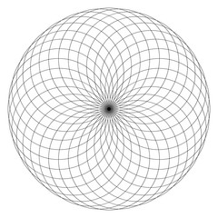 Geometrical figure on black and white. Sacred Geometry Torus Yantra or Hypnotic Eye vector illustration