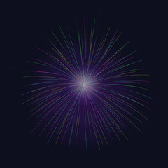 Fototapeta premium Colorful isolated vector lined firework symbol with glossy center. Bright sign for greeting cards and banners decoration