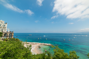 Colorful shore in Marina Grande beach in Capri island