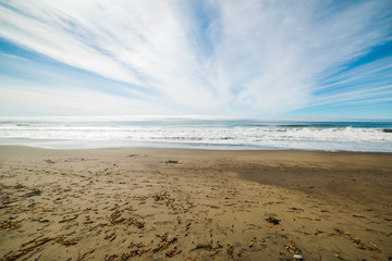 Cloudy sky over a Central California beach