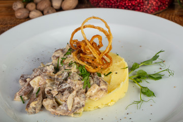 Tasty beef stroganoff