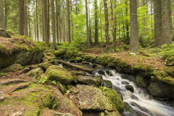 Waterfall in Sumava, Czech Republic.